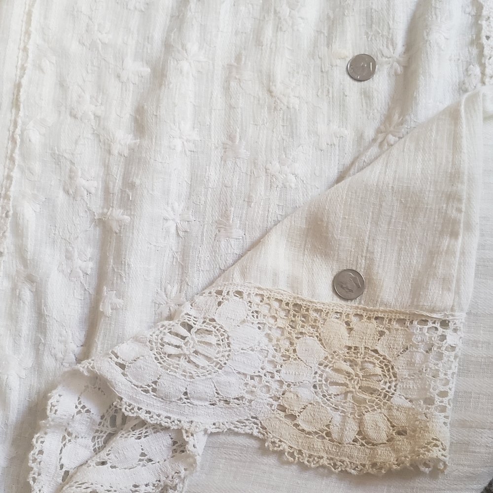 1960s 1970s Vintage White Lace Maxi Dress - Picture 7 of 14